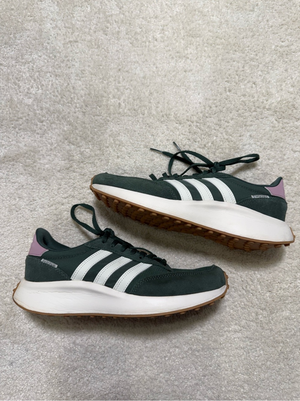 Adidas Neo Run 70s Dark Green White Pink Lace Up Casual Sneakers Size 8